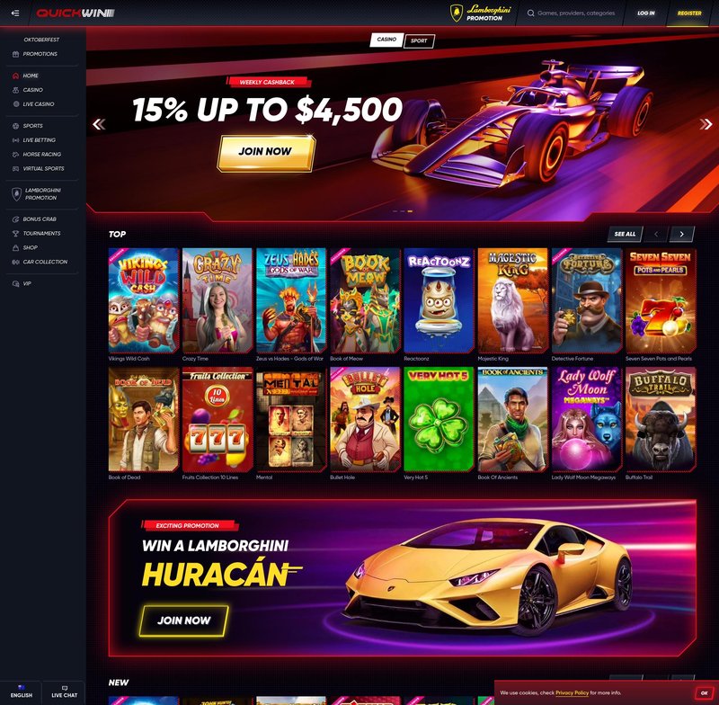 Top 5 her, které musíte vyzkoušet v QuickWin Casino - overview
